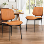 REONEY Dining Chairs Set of 2, Mid-Century Modern Upholstered PU Leather Chairs by REONEY