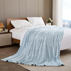 Exclusivo Mezcla Soft Waffle Fleece Bed Blanket Queen Size, Heather Blue | - Image 5
