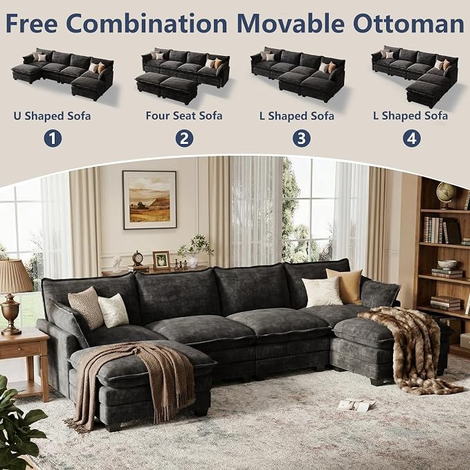 U Shaped Modular Sectional Sofa, Cloud Couch - Image 3