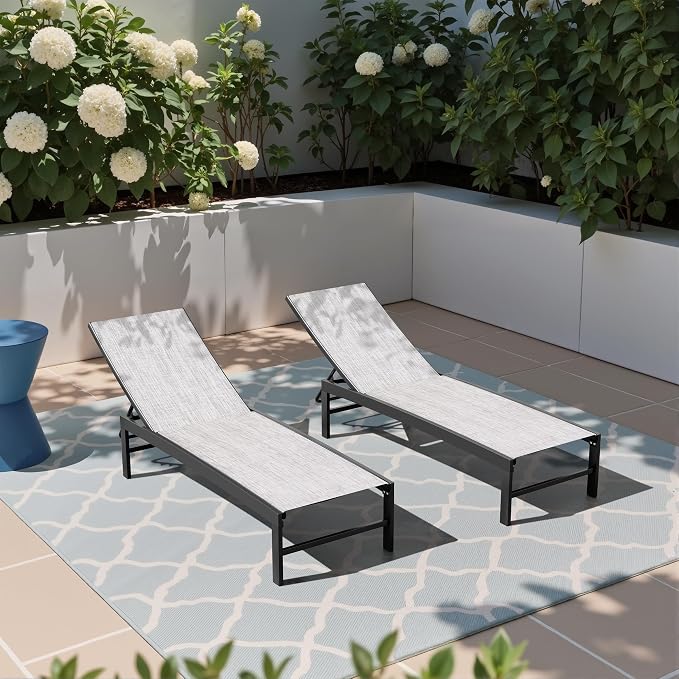 Crestlive Products Pool Lounge Chair Outdoor Set of 2, Chaise Lounge Chairs by CrestliveProducts