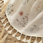 Boho Floral Light Filtering Curtains 90 Inch 2 Panels Linen Texture | Farmhouse - Image 2