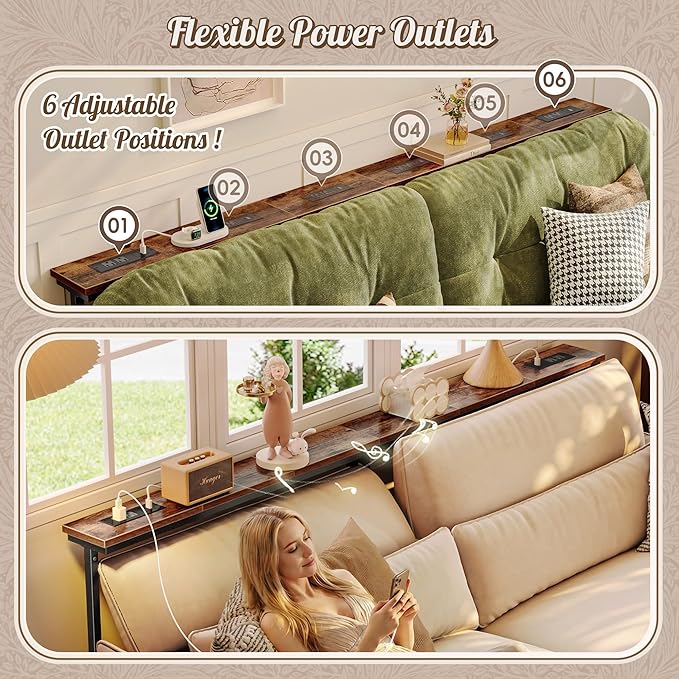 Huuger 78.7 Inch Height Adjustable Behind Couch Table - Image 6