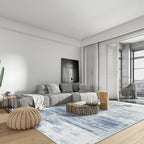 10x14 Area Rugs for Living Room: Washable Abstract Blue White Carpet | Non-slip - Image 3