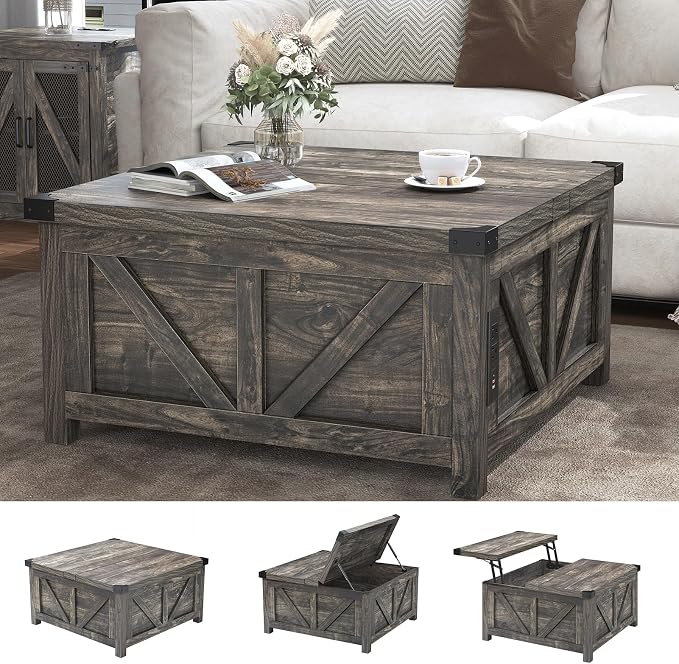 jimeimen Farmhouse Lift Top Coffee Table - Image 5