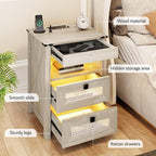 Night Stand with Gun Drawer, Bedside Table with Charger Station & LED Human - Image 7