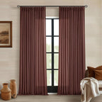 Brick Brown Pinch Pleated Light Filtering Linen Curtains 90 Inches Long | by Twodrapes