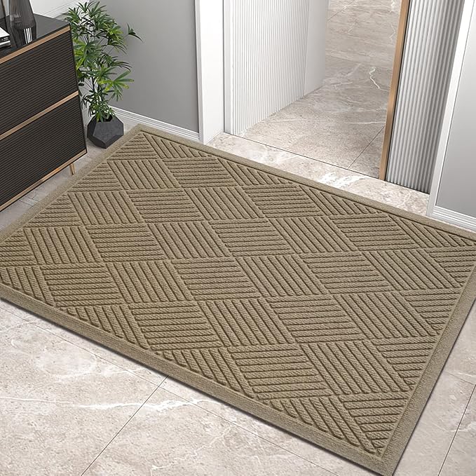 Sturdy Front Door Mat, Absorbent Muddy Dirt Resist Welcome Door Mats Outdoor by HIYARD