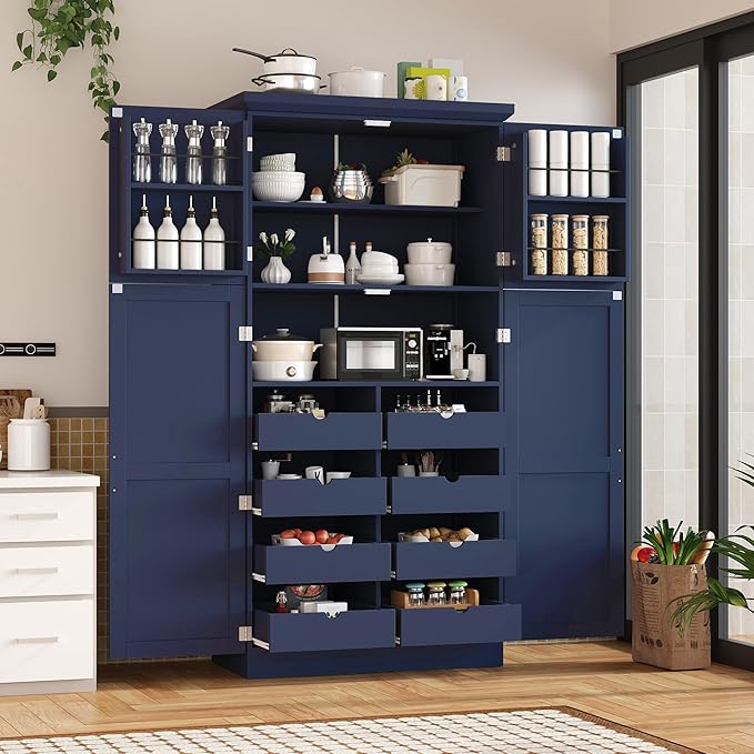 VilroCaz Freestanding Kitchen Pantry Tall Storage Cabinet, Wooden Kitchen by VilroCaz