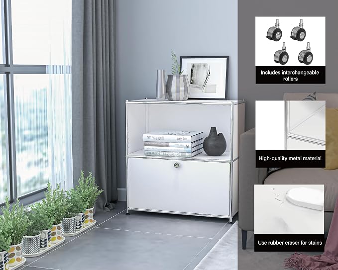 32.5-Inch Flip-Top Side Table & Buffet Cabinet - Image 4