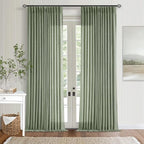 Sage Green Pinch Pleat Linen Semi Sheer Curtains 90 Inches Long 2 Panels | by Twodrapes