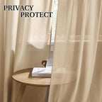 RYB HOME Farmhouse Boho Linen Sheer Curtains 90 inches Long - Image 3