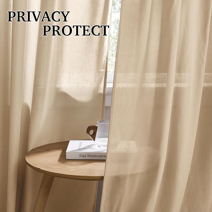 RYB HOME Sheer Curtains 108 inches, Extra Long Floor to Ceiling Curtains | - Image 3