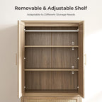 SICOTAS Rattan Armoire Wardrobe Closet Cabinet, and Hanging Rod, Boho - Image 5