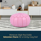 Marrakesh Gallery Genuine Leather Round Pouf Unstuffed - Image 3