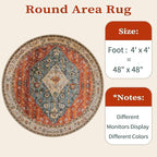 SERISSA 4ft Washable Non Slip Round Boho Area Rug - Image 6