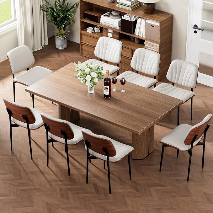 REONEY Dining Chairs Set of 4, Mid-Century Modern Upholstered PU Leather Chairs - Image 5