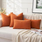 MIULEE Halloween Fall Burnt Orange Chenille Euro Pillow Covers, 22x22 | Set of 2 - Image 5
