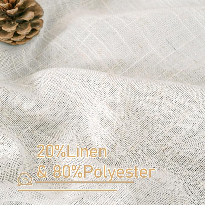 95 Inches Long Cream Linen Curtains - Image 2