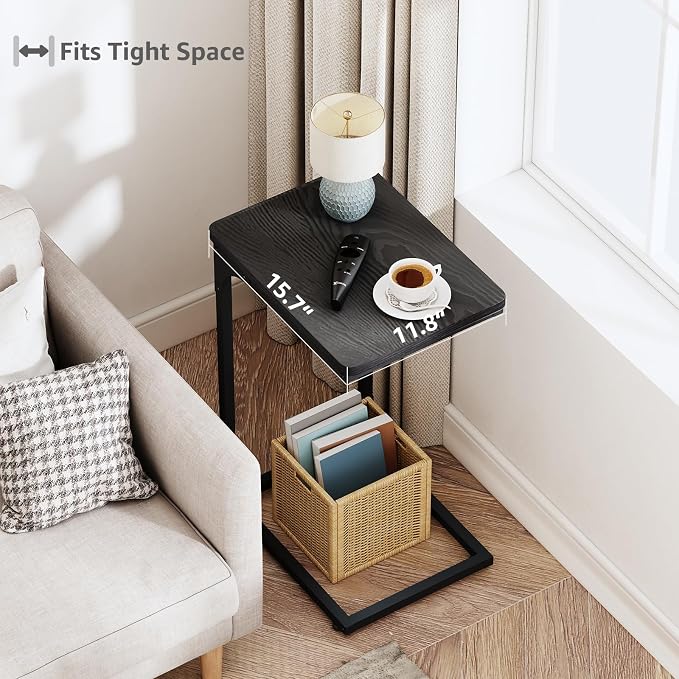 QEEIG C Table Side Table Set of 2 Living Room Sets C Shaped Couch Tray End - Image 4