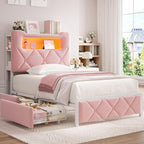 Twin Upholstered LED Bed Frame by JOCOEVOL
