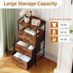 Somdot Nightstand with 3 Drawers, Dresser with Fabric Bins - Image 5