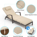 GarveeLife 2-Piece Rattan Patio Folding Chaise Lounge, 5-Position Adjustable - Image 5