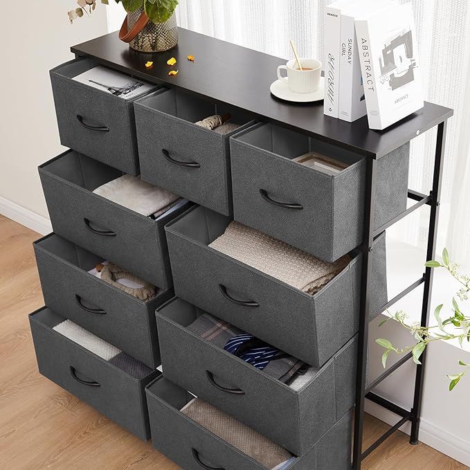 Sweetcrispy 9 Drawer Fabric Dresser Tall Chest Storage Organizer Tower - Image 2