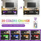 JUMMICO TV Stand, Modern Lighting TV Cabinet Entertainment Center Media and - Image 4