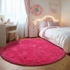Hot Pink Round Area Rugs 4ft for Bedroom Living Room, Fluffy Circle Rug for - Image 3