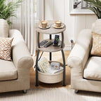 Small Side Table with Charging Station, Round End Table with Basket, USB Port - Image 4