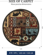 Rustic Round Rug 4ft, Washable Circle Rug - Image 2