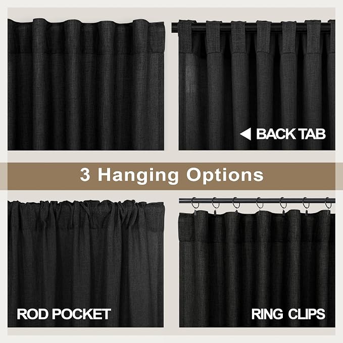 Pitalk Black Extra Long Curtains 120 Inches Long - Image 5