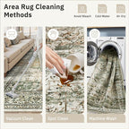 Soalmost 6x9 Area Rug for Living Room Washable Rugs Non-Slip Olive Beige | - Image 4