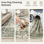 Soalmost 9x12 Area Rugs for Living Room Washable Rug Non-Slip Olive Beige | - Image 5