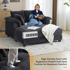 VINGLI 56" Oversized Chaise Lounge Chair, Dark Grey Comfy Corduroy Chaise Sofa - Image 4
