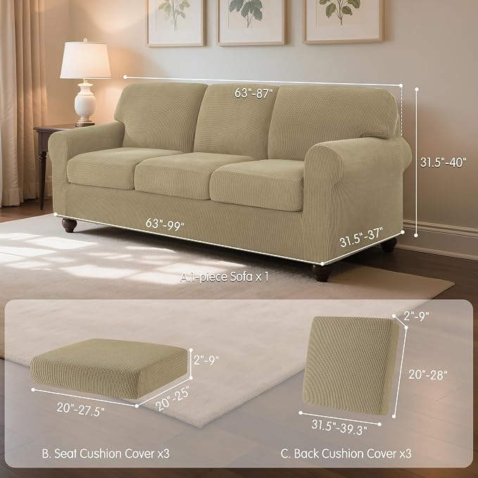 SUBRTEX 7 Pieces Stretch Sofa Slipcover Sets Couch Cover Sets Backrest Cushion - Image 3