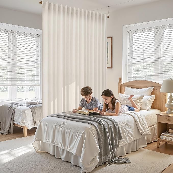 Cream Extra Wide Linen Curtains - Image 8