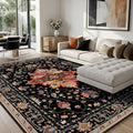 RELEANY Washable Area Rug, Water Repellent, Pet Friendly, Vintage Floral Boho by RELEANY