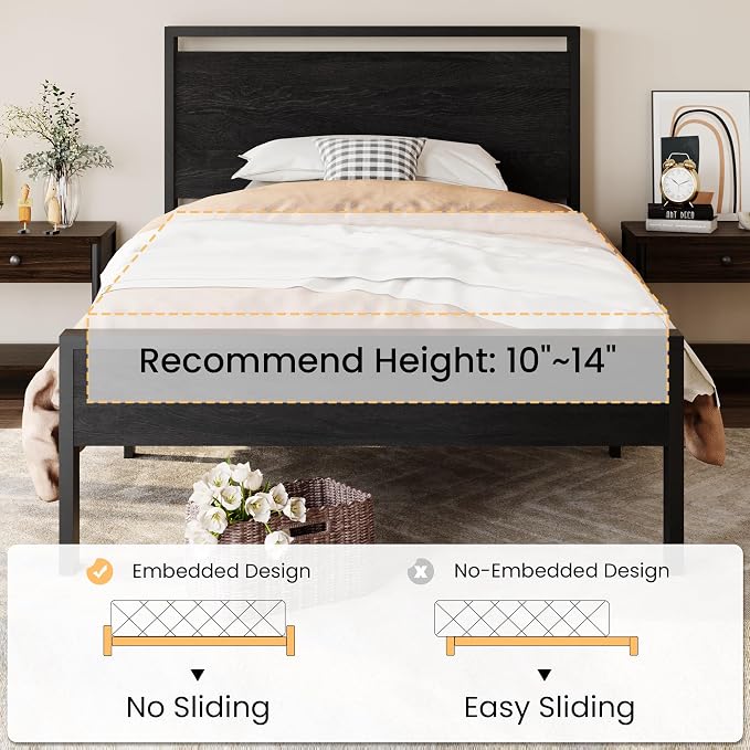 SHA CERLIN 14 Inch Twin Size Metal Platform Bed Frame - Image 7