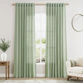 Mist Sage Linen Curtains 84 Inch Length 2 Panels Set by Nanspring