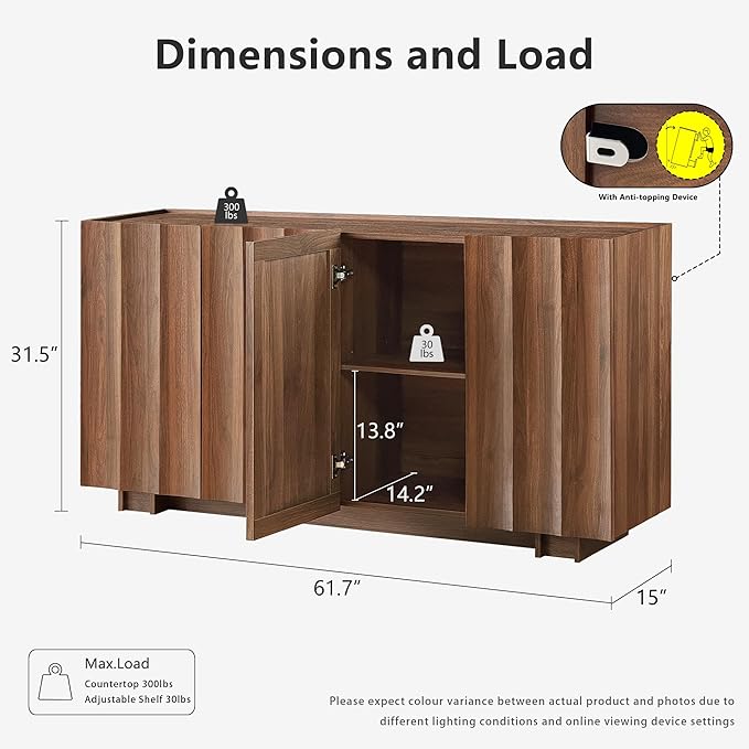 win2win 61.7" Buffet Cabinet - Image 2