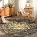 Yamaziot 6FT Round Large Area Rug, Non-Slip Washable Boho Living Room Rug | by Yamaziot