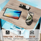LOAKEKEL Night Stand with Charging Station and LED, Bedside Table with USB - Image 5
