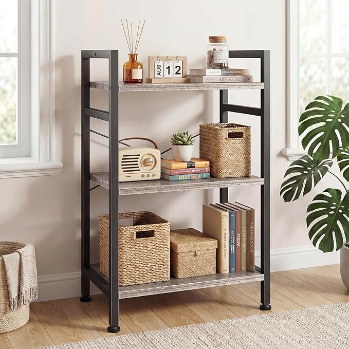 DUMOS 3 Tiers Open Bookshelf, Classic Freestanding Tall Display Shelf, Sturdy - Image 7