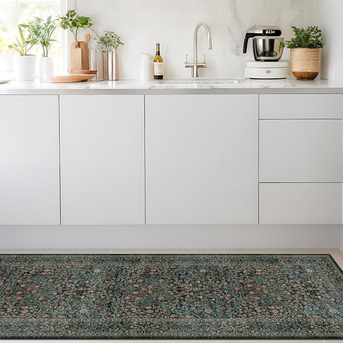 Dark Green 2x7 Long Washable Runner Rug Non Slip, Throw Rugs Runners - Image 9