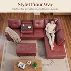 97.5" L Shaped Couch Set Leather, Modular Sectional Couches - Image 7