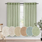 MIULEE Sage Green Linen Curtains 52x72 Inch Length by MIULEE