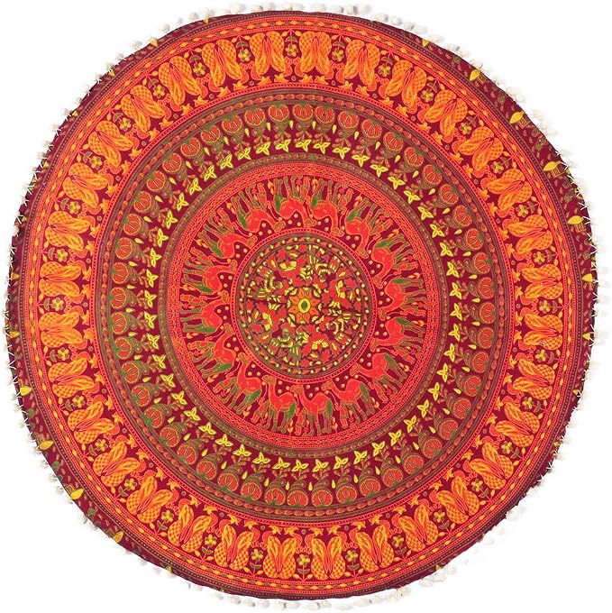 Mandala Floor Pillow Cover Meditation Cushion Seating Throw Hippie Round - Image 3