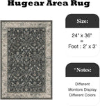 2x3 Black Beige Vintage Floral Washable Area Rug - Image 2