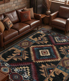 Rustic Cabin Area Rug for Bedroom 6x9, Machine Washable Lodge Bear Rug by YIHOUSE